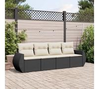Rantry Set Divani da Giardino 4 pz con Cuscini Nero in Polyrattan,Mobile Set Divano Sofà Soggiorno Divanoletto Giardino, Set Divano Moderno Divani per Esterno, Esterno Arredamento oj