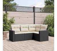 Rantry Set Divani da Giardino 4 pz con Cuscini Nero in Polyrattan,Mobile Set Divano Sofà Soggiorno Divanoletto Giardino, Set Divano Moderno Divani per Esterno, Esterno Arredamento AX