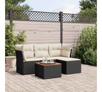 Rantry Set Divani da Giardino 5 pz con Cuscini in Polyrattan Nero,Mobile Set Divano Sofà Soggiorno Divanoletto Giardino, Set Divano Moderno Divani per Esterno, Esterno Arredamento tg