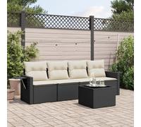Rantry Set Divani da Giardino 5 pz con Cuscini in Polyrattan Nero,Mobile Set Divano Sofà Soggiorno Divanoletto Giardino, Set Divano Moderno Divani per Esterno, Esterno Arredamento ao