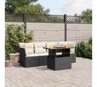 Rantry Set Divani da Giardino 5 pz con Cuscini in Polyrattan Nero Mobili, Set Divano Letto Sofà Soggiorno Divanoletto Giardino, Set Divano Moderno Divani per Esterno, Esterno Arredamento NN