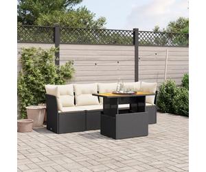 Rantry Set Divani da Giardino 5 pz con Cuscini in Polyrattan Nero Mobili, Set Divano Letto Sofà Soggiorno Divanoletto Giardino, Set Divano Moderno Divani per Esterno, Esterno Arredamento NN