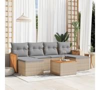 Rantry Set Divani da Giardino 7 pz con Cuscini Beige in Polyrattan, Set Divano Sofà Soggiorno Divanoletto Giardino, Divano Esterno Arredamento， Set Divano Moderno Divani per Esterno, yss4
