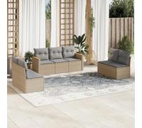 Rantry Set Divani da Giardino 7 pz con Cuscini Beige in Polyrattan, Set Divano Sofà Soggiorno Divanoletto Giardino, Divano Esterno Arredamento， Set Divano Moderno Divani per Esterno, yss1