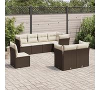 Rantry Set Divani da Giardino 8 pz con Cuscini Marrone in Polyrattan,Mobile Set Divano Sofà Soggiorno Divanoletto Giardino, Set Divano Moderno Divani per Esterno, Esterno Arredamento n