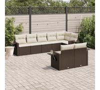 Rantry Set Divani da Giardino 8 pz con Cuscini Marrone in Polyrattan, Set Divano Sofà Soggiorno Divanoletto Giardino, Divano Esterno Arredamento， Set Divano Moderno Divani per Esterno, n