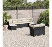 Rantry Set Divani da Giardino 9 pz con Cuscini Nero in Polyrattan,Mobile Set Divano Sofà Soggiorno Divanoletto Giardino, Set Divano Moderno Divani per Esterno, Esterno Arredamento Mic
