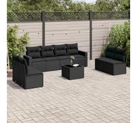 Rantry Set Divani da Giardino 9 pz con Cuscini Nero in Polyrattan,Mobile Set Divano Sofà Soggiorno Divanoletto Giardino, Set Divano Moderno Divani per Esterno, Esterno Arredamento pny