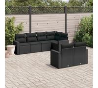 Rantry Set Divani da Giardino con Cuscini 7pz Nero Polyrattan,Mobile Set Divano Sofà Soggiorno Divanoletto Giardino, Set Divano Moderno Divani per Esterno, Esterno Arredamento If