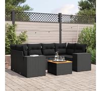 Rantry Set Divani da Giardino con Cuscini 7pz Nero Polyrattan,Mobile Set Divano Sofà Soggiorno Divanoletto Giardino, Set Divano Moderno Divani per Esterno, Esterno Arredamento tg