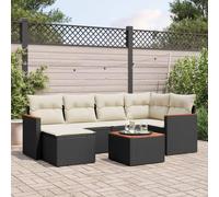 Rantry Set Divani da Giardino con Cuscini 7pz Nero Polyrattan Mobili, Set Divano Letto Sofà Soggiorno Divanoletto Giardino, Set Divano Moderno Divani per Esterno, Esterno Arredamento HH