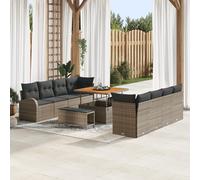 Rantry Set Divani da Giardino in Rattan Grigio con Cuscini - Esterno - 4 Pezzi - Con Tavolo - Facile Assemblaggio