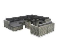 Rantry Set Divani Giardino 10 pz con Cuscini in Polyrattan Grigio,Esterno Divano,Lettino Giardino,Divanetti da Esterno,Divano da Esterno,Divanetto da Esterno,Divano Giardino per Esterno Decorazione