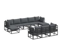 Rantry Set Divano da Giardino 10 pcs Nero 353 x 141.5 x 71 cm