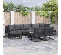 Rantry Set Divano da Giardino 10 pcs Nero 70 x 70 x 32 cm Alluminio