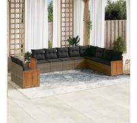 Rantry Set Divano da Giardino 10 pz con Cuscini Grigio in Polyrattan,Mobile Set Divano Sofà Soggiorno Divanoletto Giardino, Set Divano Moderno Divani per Esterno, Esterno Arredamento SIL