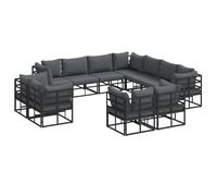 Rantry Set Divano da Giardino 11 pcs Nero 283 x 283 x 71 cm Alluminio