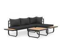 Rantry Set Divano da Giardino 2 pz ad Angolo Cuscini in Alluminio WPC in Legno per Esterni