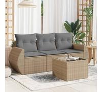 Rantry Set Divano da Giardino 4 pz con Cuscini Beige in Polyrattan,Mobile Set Divano Sofà Soggiorno Divanoletto Giardino, Set Divano Moderno Divani per Esterno, Esterno Arredamento tf