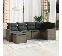 Rantry Set Divano da Giardino 6 pz con Cuscini Grigio in Polyrattan,Mobile Set Divano Sofà Soggiorno Divanoletto Giardino, Set Divano Moderno Divani per Esterno, Esterno Arredamento jx