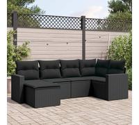 Rantry Set Divano da Giardino 6 pz con Cuscini Nero in Polyrattan,Mobile Set Divano Sofà Soggiorno Divanoletto Giardino, Set Divano Moderno Divani per Esterno, Esterno Arredamento Yo