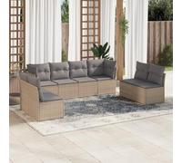 Rantry Set Divano da Giardino 8 pz con Cuscini Beige in Polyrattan,Mobile Set Divano Sofà Soggiorno Divanoletto Giardino, Set Divano Moderno Divani per Esterno, Esterno Arredamento HH