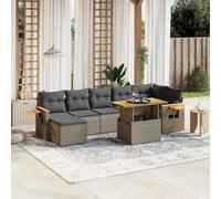 Rantry Set Divano da Giardino 8 pz con Cuscini Grigio in Polyrattan Mobili, Set Divano Letto Sofà Soggiorno Divanoletto Giardino, Set Divano Moderno Divani per Esterno, Esterno Arredamento n