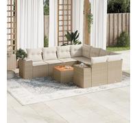 Rantry Set Divano da Giardino 9 pz con Cuscini Beige in Polyrattan,Mobile Set Divano Sofà Soggiorno Divanoletto Giardino, Set Divano Moderno Divani per Esterno, Esterno Arredamento tg