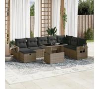 Rantry Set Divano da Giardino 9 pz con Cuscini Grigio in Polyrattan Mobili, Set Divano Letto Sofà Soggiorno Divanoletto Giardino, Set Divano Moderno Divani per Esterno, Esterno Arredamento NN