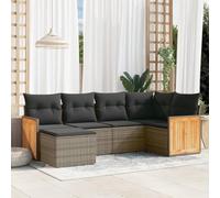 Rantry Set Divano Letto, Sofà Soggiorno Divanoletto Giardino, Moderno Divani Set Divano per Esterno, Esterno Arredamento, Set Divano da Giardino 6 pz con Cuscini Grigio in Polyrattan zf