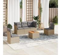 Rantry Set Divano Letto, Sofà Soggiorno Divanoletto Giardino, Moderno Divani Set Divano per Esterno, Esterno Arredamento, Set Divano da Giardino 6 pz con Cuscini Beige Misto Polyrattan If