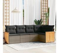 Rantry Set Divano Letto, Sofà Soggiorno Divanoletto Giardino, Moderno Divani Set Divano per Esterno, Esterno Arredamento, Set Divano da Giardino 5 pz con Cuscini Grigio in Polyrattan zf
