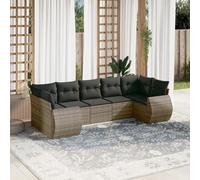 Rantry Set Divano Letto, Sofà Soggiorno Divanoletto Giardino, Moderno Divani Set Divano per Esterno, Esterno Arredamento, Set Divani da Giardino 7 pz con Cuscini Grigio in Polyrattan PW