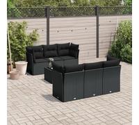 Rantry Set Divano Letto, Sofà Soggiorno Divanoletto Giardino, Moderno Divani Set Divano per Esterno, Esterno Arredamento, Set Divani da Giardino con Cuscini 7pz Nero Polyrattan of