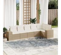 Rantry Set Divano Letto, Sofà Soggiorno Divanoletto Giardino, Moderno Divani Set Divano per Esterno, Esterno Arredamento, Set Divano da Giardino 6 pz con Cuscini Beige in Polyrattan NC