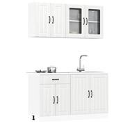 Rantry Set Mobili da Cucina 4 pz Kalmar Bianchi Lucido in Truciolato, Credenza Armadio da Cucina, Mobiletto Portaoggetti Ripiani Salvaspazio Mobiletto Armadio di Stoccaggio per Soggiorno MODEL3314863