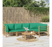 Rantry Set Salotto da Giardino 6pz con Cuscini Verdi bambù, Lettini Prendisole, Divano Letto Mobili, Lettini da Giardino, Lettino da Piscina da Esterno GiardinoPiscina 3X Corner + 2X Chair + Table A