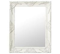 Rantry Specchio da Parete Stile Barocco 50x60 cm Bianco, Specchio da Bagno, Specchio Vanity Bagno, Specchio da Parete da Bagno LL1 Decorazione da Mobili