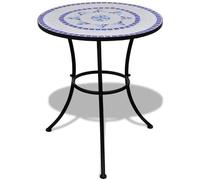Rantry Tavolo da Bistrot Blu e Bianco 60 cm a Mosaico per Esterni