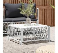 Rantry Tavolo da giardino bianco 70 x 70 x 34 cm, in tessuto intrecciato, tavolo da esterno per balcone, picnic, cortile e patio, tavolo da campeggio, mobili da giardino, divano componibile