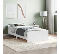 Rantry Telaio Letto Bianco 90 x 190 cm Singolo in Legno Ingegnerizzato, Letto a Piattaforma con Testiera e Pediera Funzionali, Doghe in Compensato per un Sonno Riposante
