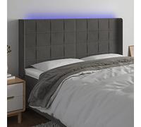Rantry Testiera a LED Grigio Scuro 163x16x118/128cm in Velluto Mobili, Testiere Letto, Testiera del Letto Matrimoniale, Schienale per Letto E Divano v1