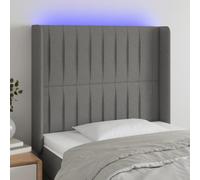 Rantry Testiera a LED Grigio Scuro 93x16x118/128 cm in Tessuto, Testiere Letto, Testiera del Letto Matrimoniale, Schienale per Letto E Divano Model3124269