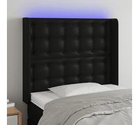 Rantry Testiera a LED Nera 103x16x118/128 cm in Similpelle Mobili, Testiere Letto, Testiera del Letto Matrimoniale, Schienale per Letto E Divano c1