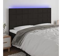 Rantry Testiera a LED Nera 180x5x118/128 cm in Tessuto Mobili, Testiere Letto, Testiera del Letto Matrimoniale, Schienale per Letto E Divano