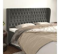 Rantry Testiera ad Orecchio GrigioScuro 203x23x118/128cm in Velluto Mobili, Testiere Letto, Testiera del Letto Matrimoniale, Schienale per Letto E Divano y1