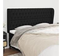 Rantry Testiera ad Orecchio Nera 203x23x118/128 cm in Tessuto Mobili, Testiere Letto, Testiera del Letto Matrimoniale, Schienale per Letto E Divano l