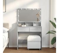Rantry Toeletta con LED Grigio Sonoma 80x41x134,5 cm, Toeletta con Specchio, Postazione Trucco, Toletta da Tucco con Specchio, Consolle Trucco con Specchiera, Postazione Make-up