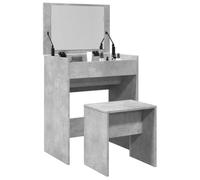Rantry Toeletta con Specchio, Toeletta e Sgabello Grigio Cemento 60x40x113,5 cm, Postazione Trucco, Toletta da Tucco con Specchio, Consolle Trucco con Specchiera, Postazione Make-up