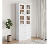 Rantry Vetrina Alta Bianca 77x35x186,5 cm in Legno Massello di Pino, Decorazione da Mobili, Mobili da Interni/Esterni per Soggiorno Ufficio
